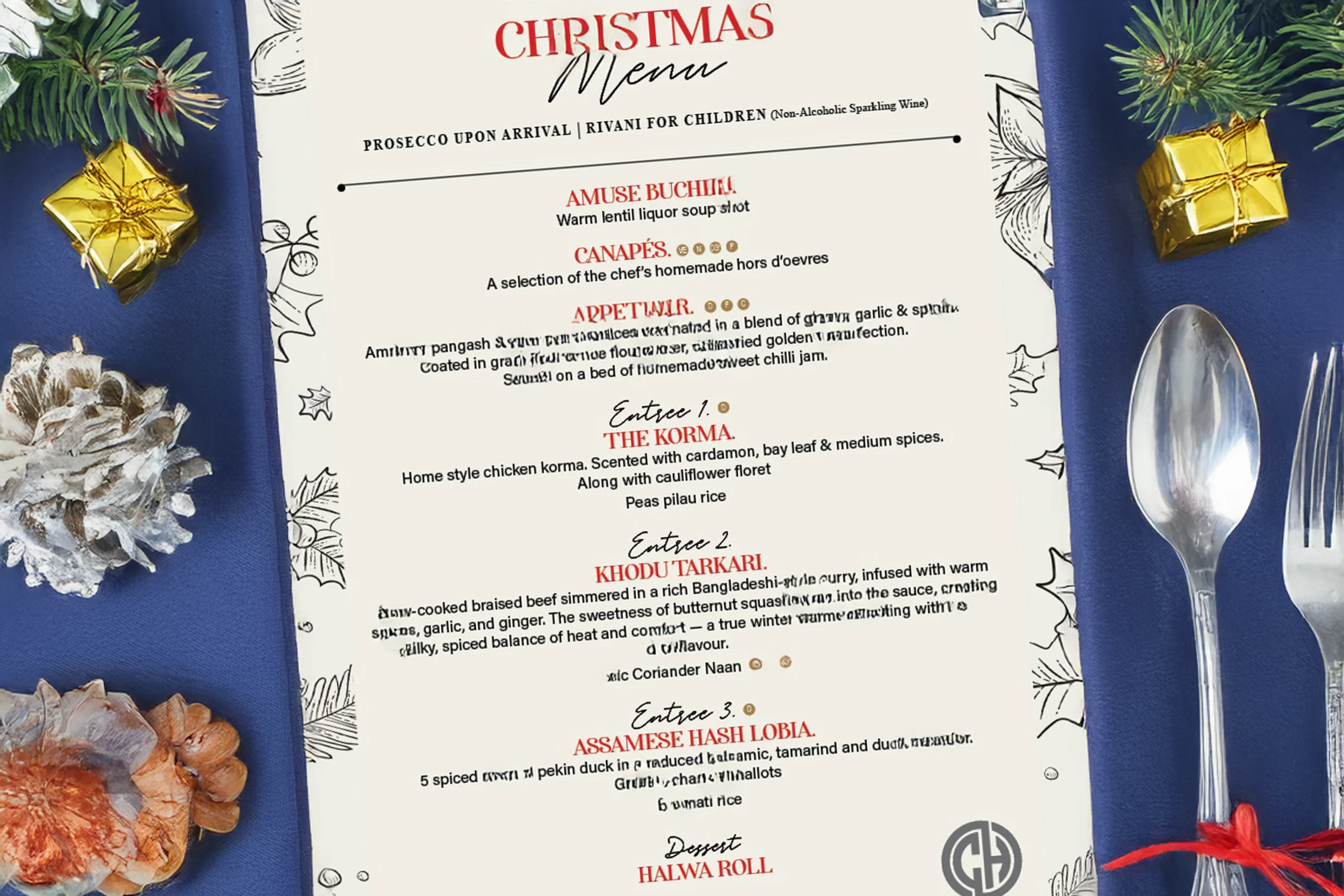 Curry House Shrewsbury - Christmas Menu